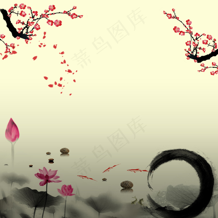 中国风水墨浅棕色背景素材