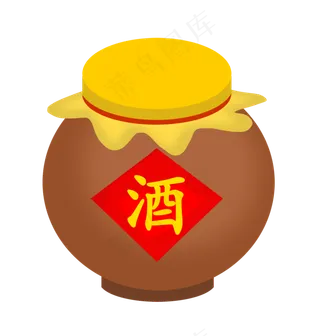 黄色的盖子漂亮的酒坛子,免抠元素