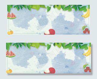简约夏季海滩水果banner