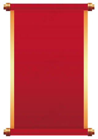 新年红色金边卷轴素材免抠边框