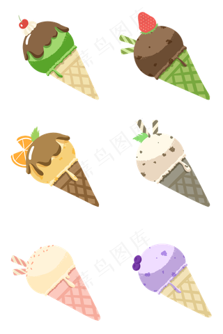 夏季水果冰激凌PNG套图