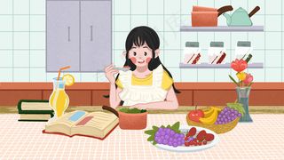 养生生活做健康餐的女生