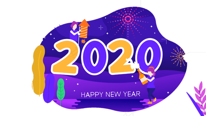 2020年艺术字新年跨年,免抠元素