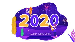 2020年艺术字新年跨年,免抠元素