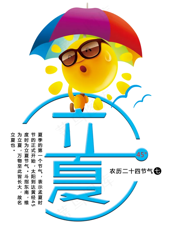 立夏 蓝色 俏皮 太阳 炎热(1009X1441(DPI:150))psd模版下载