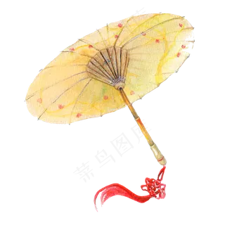 中国风古典油纸伞水彩淡雅PNG,免抠元素