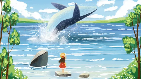 夏日海边一起观看鲸鱼治愈系小清新 夏日海边一起观看鲸鱼治愈系小清新