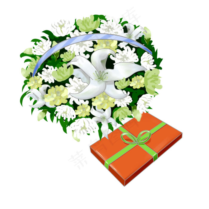 清明节花篮和礼盒(2000X2000(DPI:299))psd模版下载