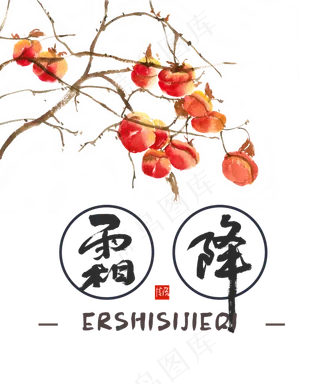 霜降节日柿子,免抠元素