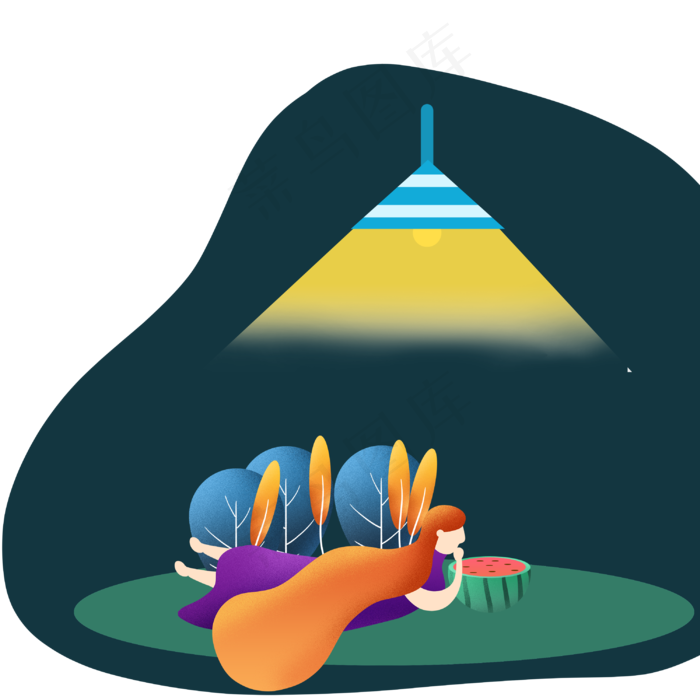 扁平风大暑夜晚