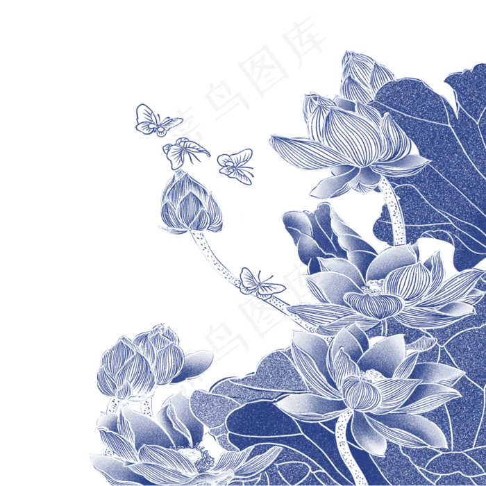 青花瓷意境古风牡丹(2000X2000(DPI:300))psd模版下载