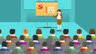 听党课的公司党员*群众