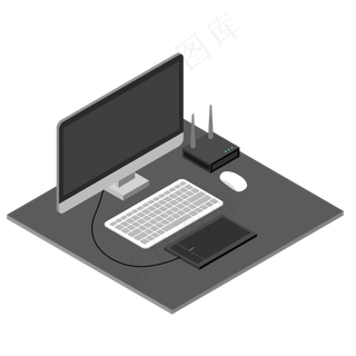 2.5D立体商务办公设备元素可商用,免抠元素