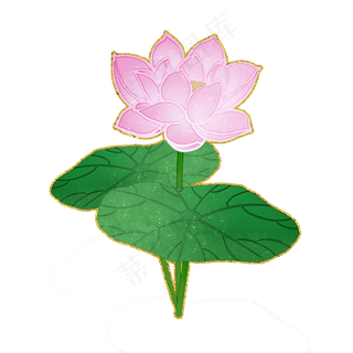 淡紫荷花中国风花卉PNG素材