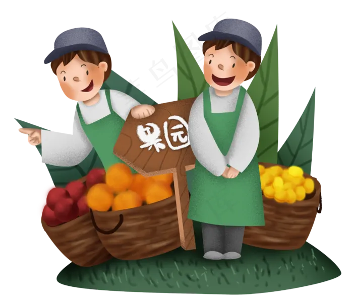 双十一水果和售货员(3070X2658(DPI:300))psd模版下载