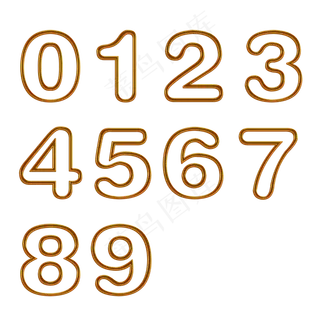 原创镂空描边金色艺术数字