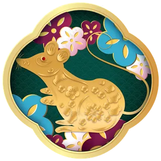 烫金鼠年新年剪纸,免抠元素