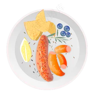 手绘卡通营养美味吐司面包水果香