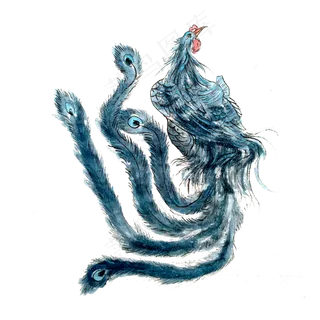 凤凰神鸟丹青水墨PNG百鸟之王,免抠元素