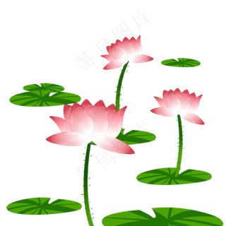 手绘中国风水彩荷花透明底免抠