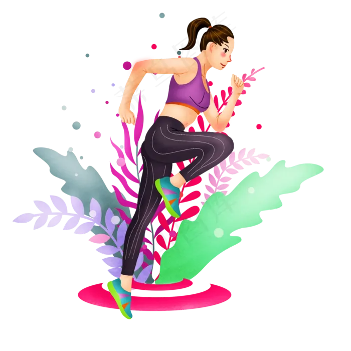 手绘跑步人物png图,免抠元素(2000*2000px 300 dpi )psd模版下载