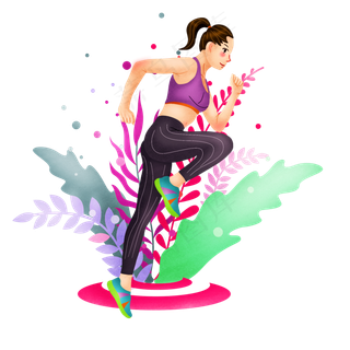 手绘跑步人物png图,免抠元素