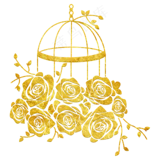 中国风传统烫金鲜花花纹装饰图之