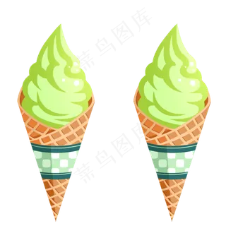 夏日绿色抹茶水果味冰激凌冰棍