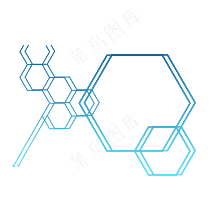 手绘水彩蓝色科技渐变蜂窝不规则(2000X2000(DPI:300))psd模版下载