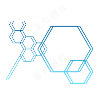 手绘水彩蓝色科技渐变蜂窝不规则
