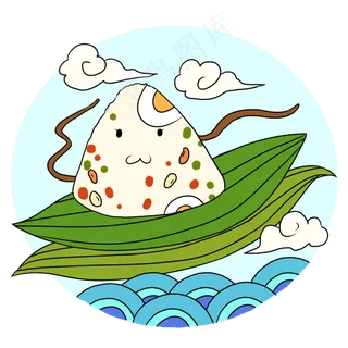 端午节绿色卡通元素粽子PNG
