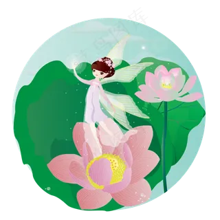 绿色的荷叶和仙女免抠图 绿色的荷叶和仙女免抠图