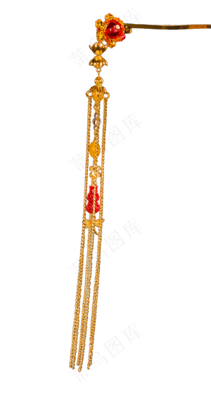 珍珠玛瑙翡翠金簪子png素材