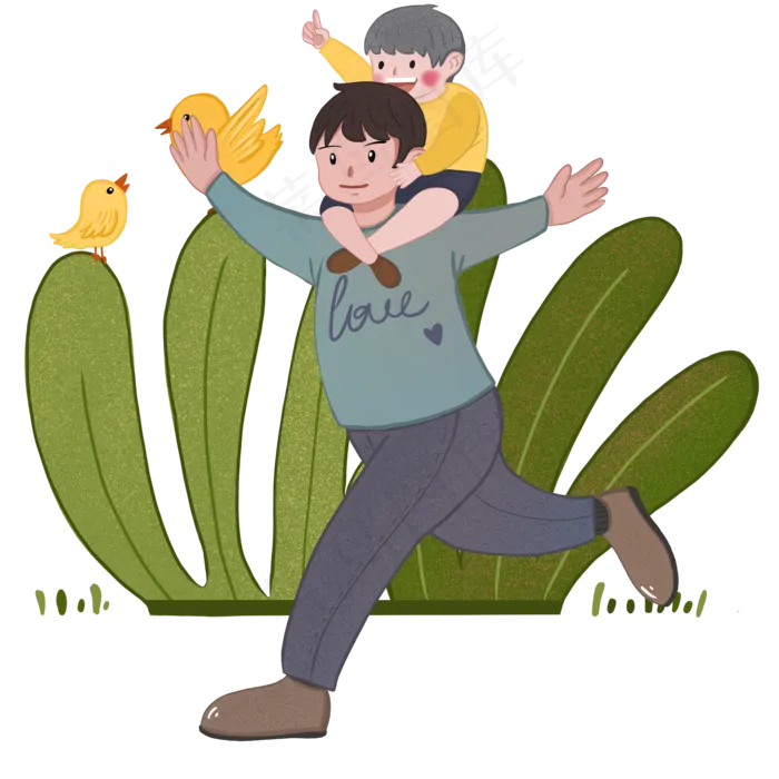 父亲节宝宝骑脖子卡通小清新扁平(2000X2000(DPI:300))psd模版下载