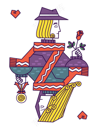 情人节扑克牌画风情侣