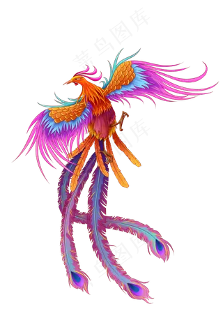 红色动物凤凰,免抠元素