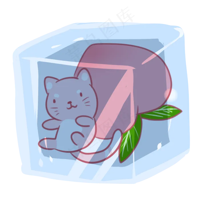 猫猫桃子冰块(2100X2100(DPI:300))psd模版下载