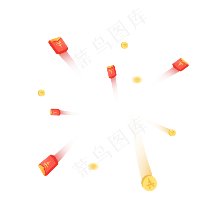 红包与金币向四方扩散,免抠元素(2362*2362px)psd模版下载