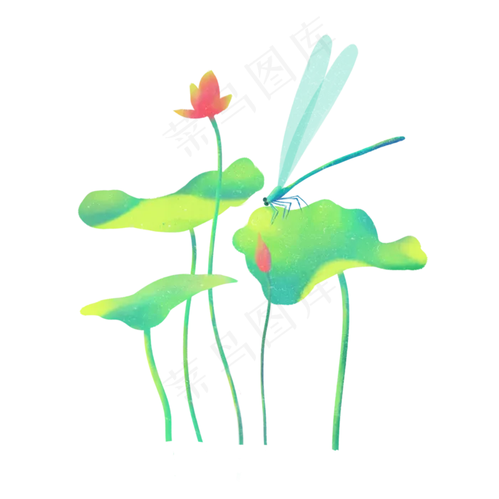 夏季荷花蜻蜓(2000X2000(DPI:300))psd模版下载