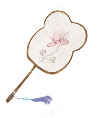 中国风手绘扇子免抠图