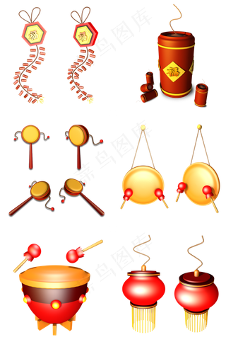 新春春节喜庆节日通用立体装饰素,免抠元素
