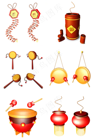 新春春节喜庆节日通用立体装饰素,免抠元素