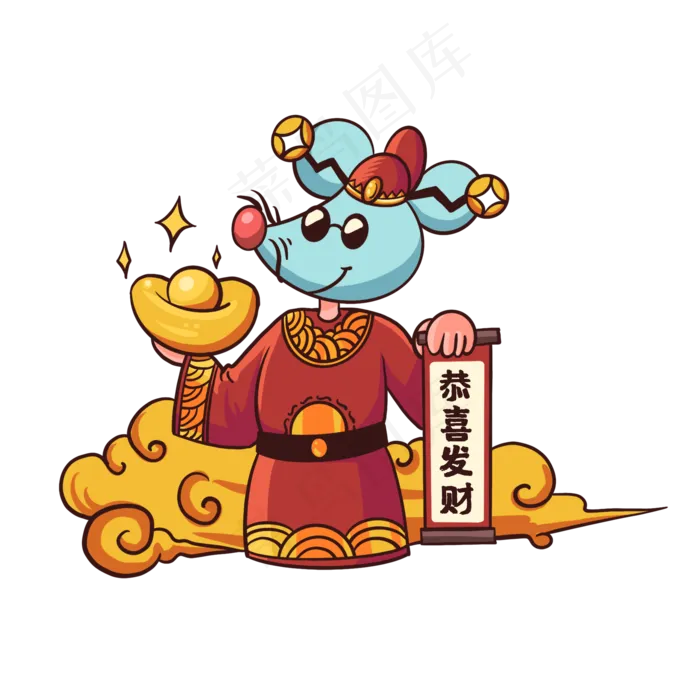 国潮风鼠年形象,免抠元素(2048X2048(DPI:300))psd模版下载