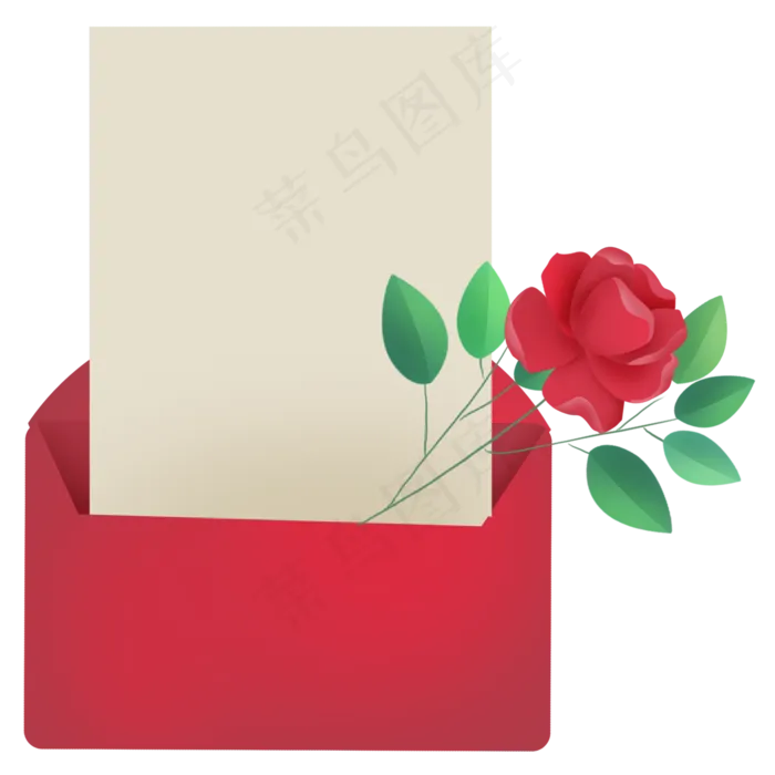信封里的信纸和玫瑰花(2000X2000(DPI:299))psd模版下载