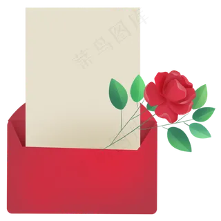 信封里的信纸和玫瑰花