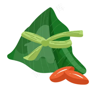 一个绿色的红豆粽子