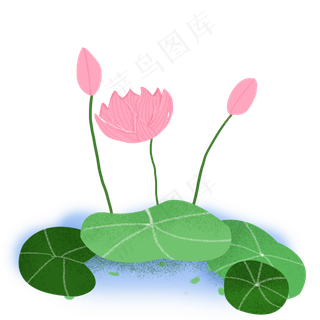 卡通荷花荷叶免扣素材
