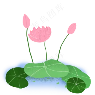 卡通荷花荷叶免扣素材