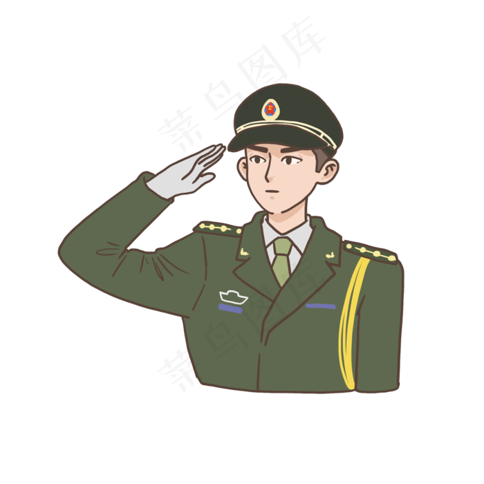 八一建军节红色军人插画免抠元素