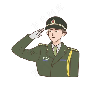 八一建军节红色军人插画免抠元素